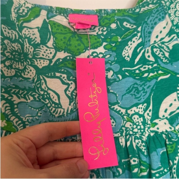 NWT Lilly Pulitzer Mini Delaney Dress Green & Blue Botanical Size L (8-10) - Picture 3 of 6